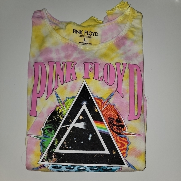 Pink Floyd Pink Yellow Tie Dye Tee T-Shirt Lettuce Edge Long Sleeve Large - Picture 2 of 10